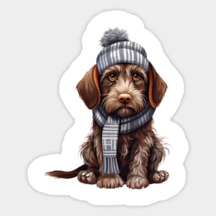 Winter German Wirehaired Pointer Dog Sticker